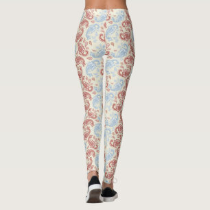 Leggings Motifs crème-rouge-bleu Paisley