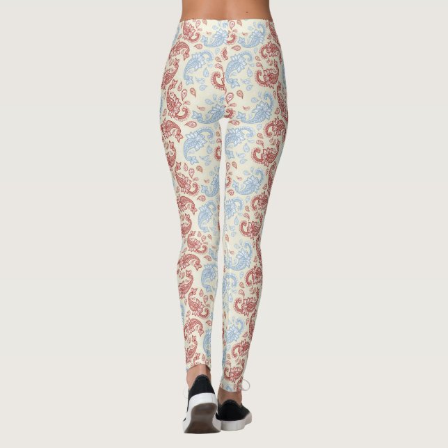Leggings Motifs crème-rouge-bleu Paisley (Dos)