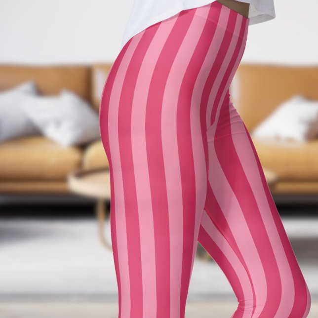 Leggings Motifs de céris et de bandes roses classi (Classic Cerise and Pink Strip Pattern Leggings)