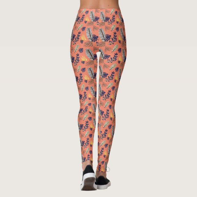 Leggings Motifs de feuilles modernes (Dos)