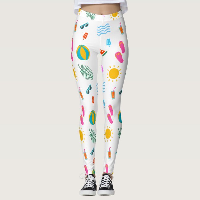 Leggings Motifs de la plage d'été (Devant)