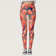 Leggings Motifs de la Tulipe rouge
