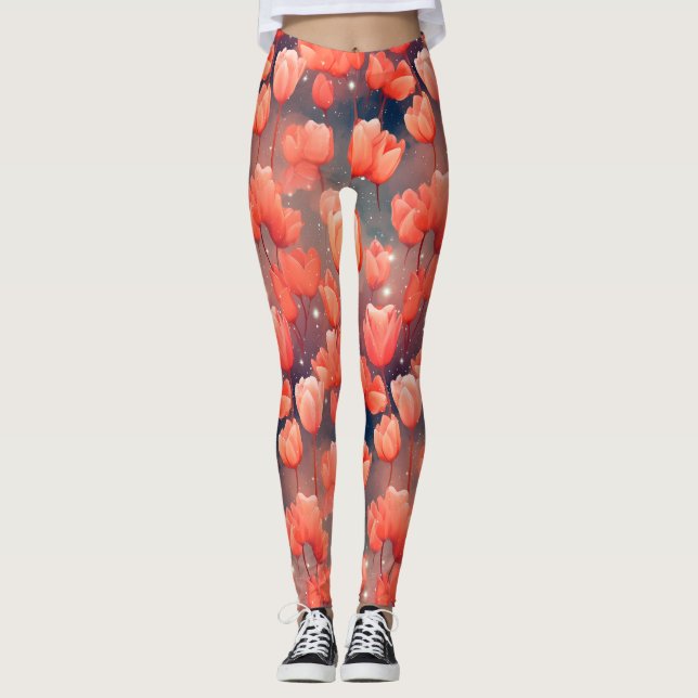 Leggings Motifs de la Tulipe rouge (Devant)