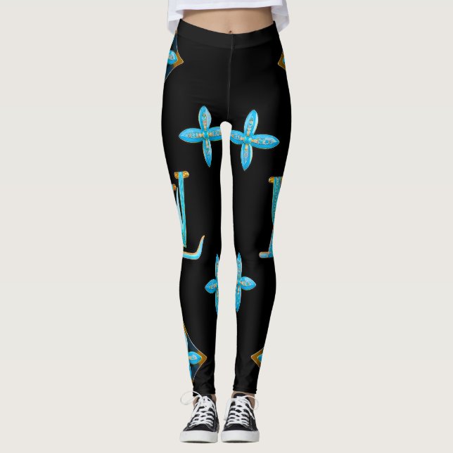 Leggings Motifs de luxe Blue Gold (Devant)