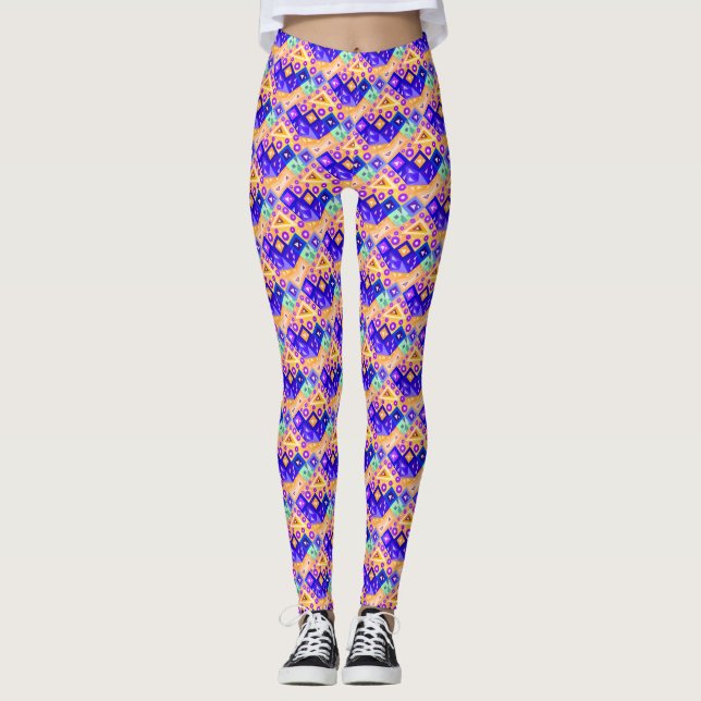 Leggings Motifs de triangles colorés fous mignons (Devant)