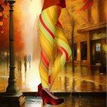 Leggings Motifs du concepteur à rayures multicolor<br><div class="desc">Leggings avec un motif à rayures festives dans rouge chaud,  orange,  vert et jaune.</div>
