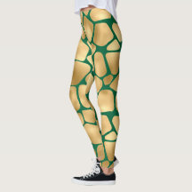 Leggings Motifs Emerald Green et Gold Giraffe