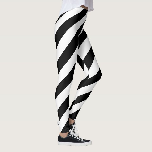 Leggings Motifs en bande noire blanche (Droite)