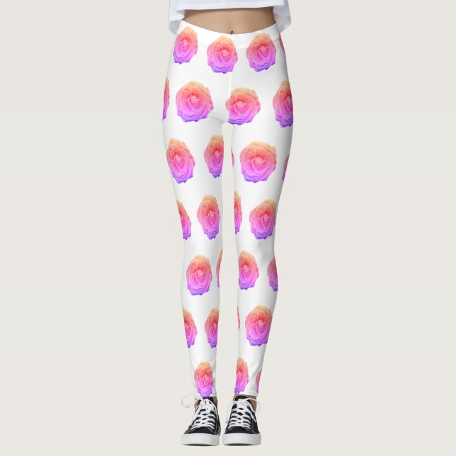 Leggings Motifs en fleurs roses (Devant)