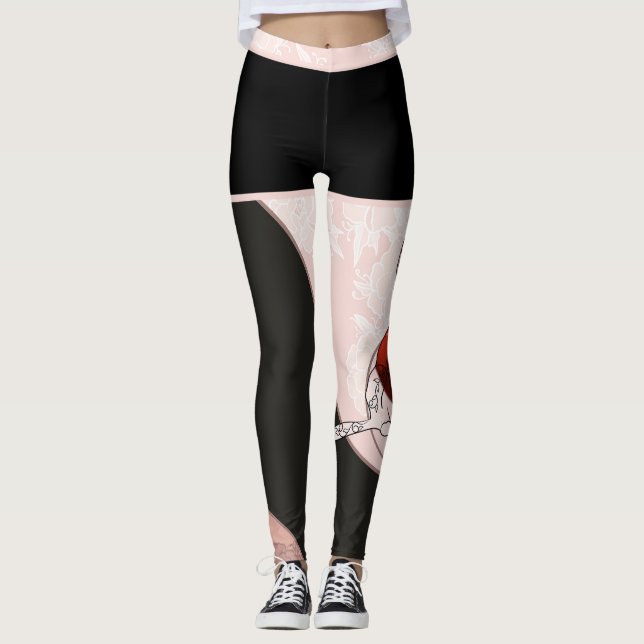 Leggings Motifs Floraux & Chat (Devant)