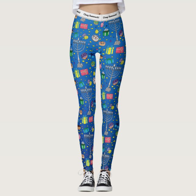 Leggings Motifs Hanoukka personnalisés (Devant)