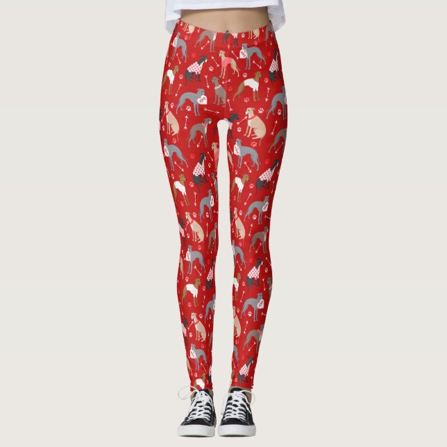 Leggings Motifs italiens Greyhound Valentine (Devant)