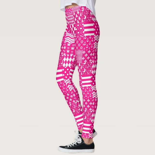 Leggings Motifs mélangés rose blanc (Créateur téléchargé)