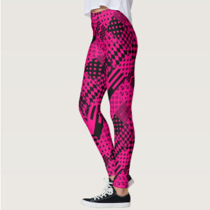 Leggings Motifs mélangés rose noir