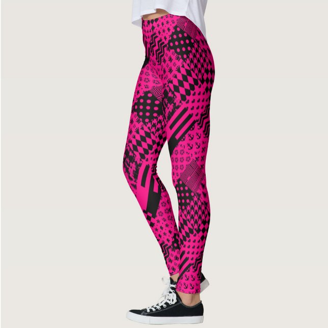 Leggings Motifs mélangés rose noir (Créateur téléchargé)