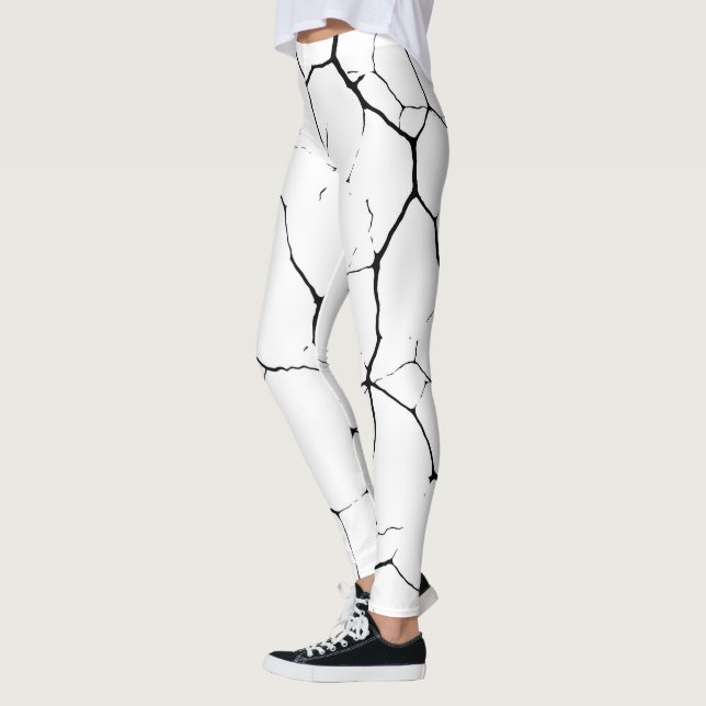 Leggings motifs noirs blancs kintsugi (Gauche)