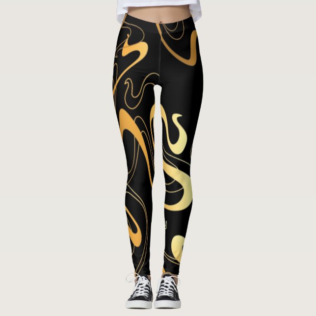 Leggings Motifs noirs d'or (Devant)
