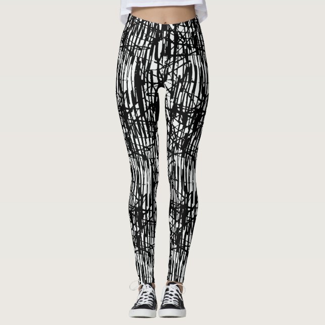 Leggings Motifs noirs et noirs (Devant)