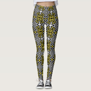 Leggings Motifs noirs et or Funky Aztec ♥