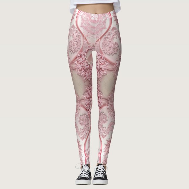 Leggings Motifs tourbillonnants et complexes en dentelle ro (Devant)