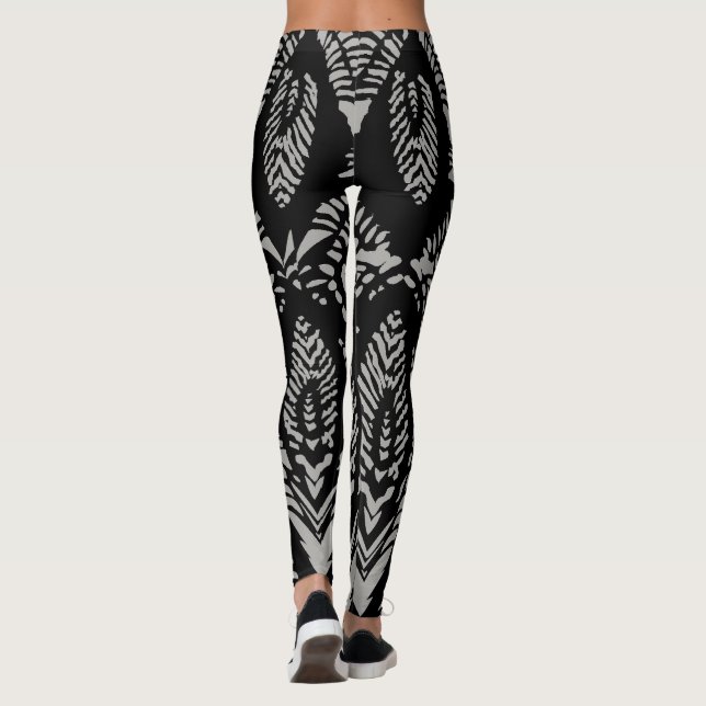 Leggings Motifs tribaux noirs et gris (Dos)