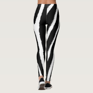 Leggings Motifs verticaux en noir et blanc Zebra
