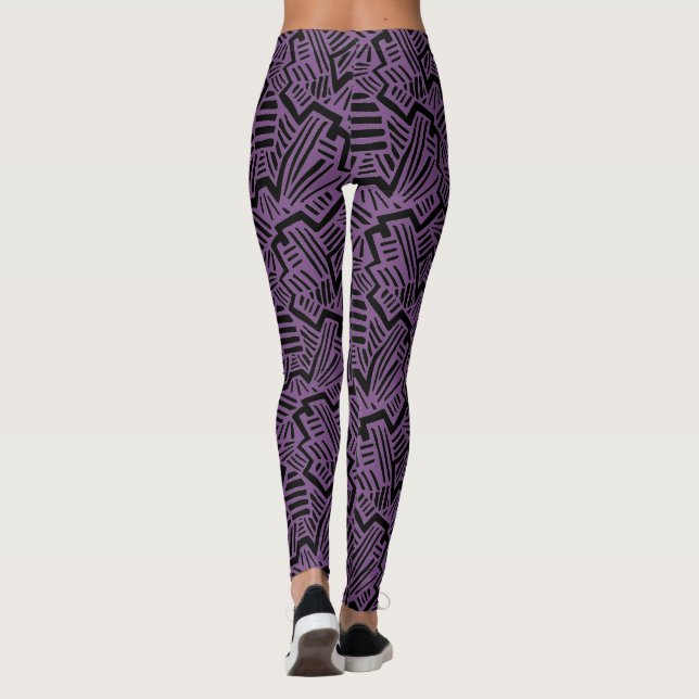 Leggings Motifs violets et noirs (Dos)