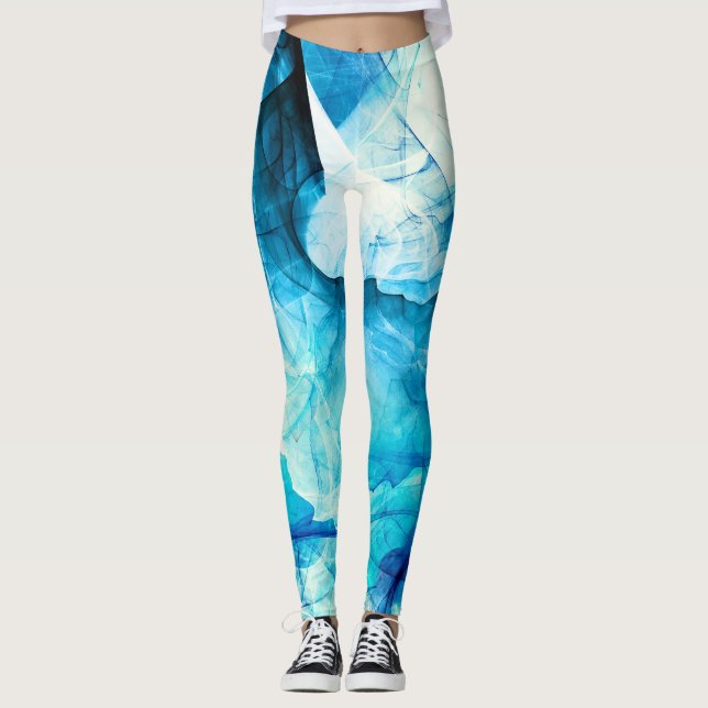 Leggings mouvement bleu Abstrait : composition fractale. (Devant)