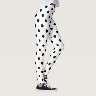 Leggings Moyens pois noirs en blanc