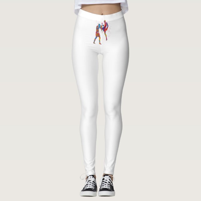 Leggings Muay chasseur thaï en aquarelle (Devant)