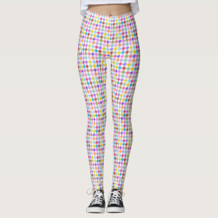 Leggings Multicolor Houndstooth+Motif Sml blanc