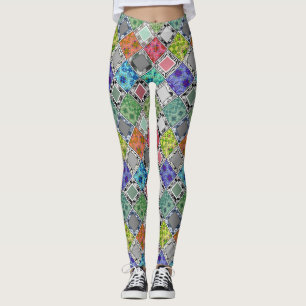 Leggings Multicolore, rustique, patchwork, patchwork