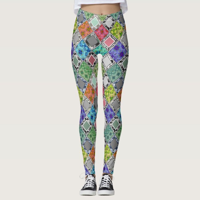 Leggings Multicolore, rustique, patchwork, patchwork (Devant)