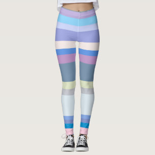 Leggings Multicolore Vert/Gris/Beige/Rose/Violet/Bleu