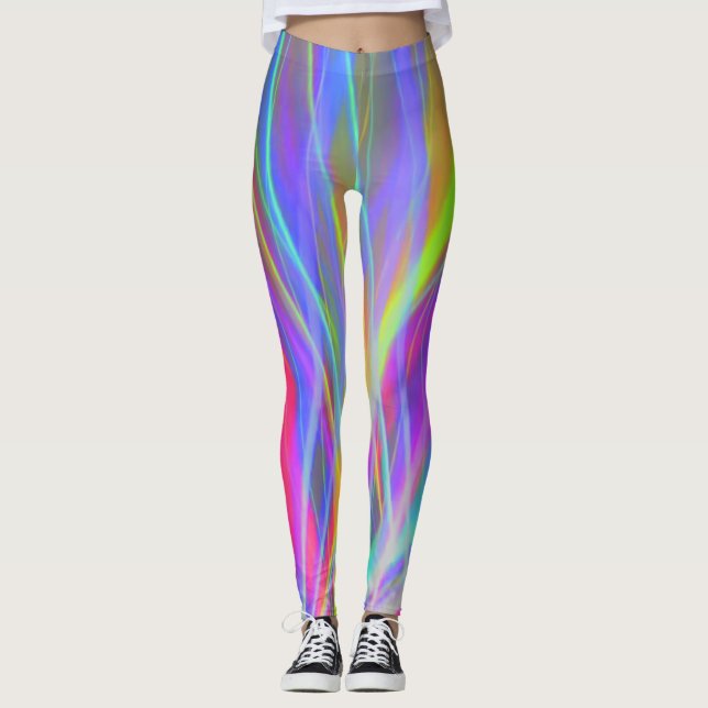 Leggings multicolores violet bleu jaune, Éteins (Devant)