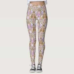 Leggings multicouleurs beige/violet pour femmes