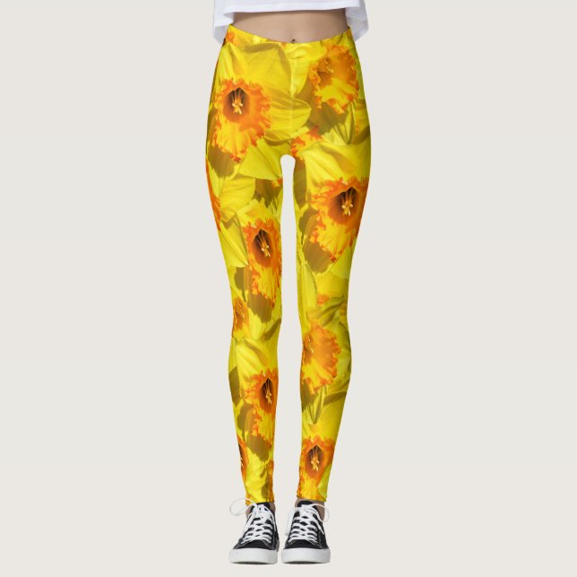 Leggings Multiples Daffodils Médaille d'or Fleurs (Devant)
