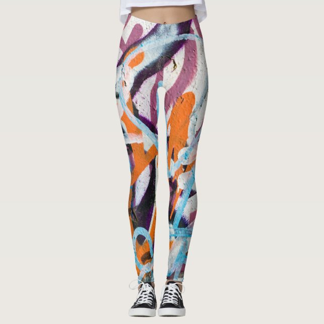 Leggings Mur de béton patiné, texture grungy. (Devant)