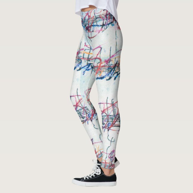 Leggings Musique couleur aquarelle Feuilles (Gauche)