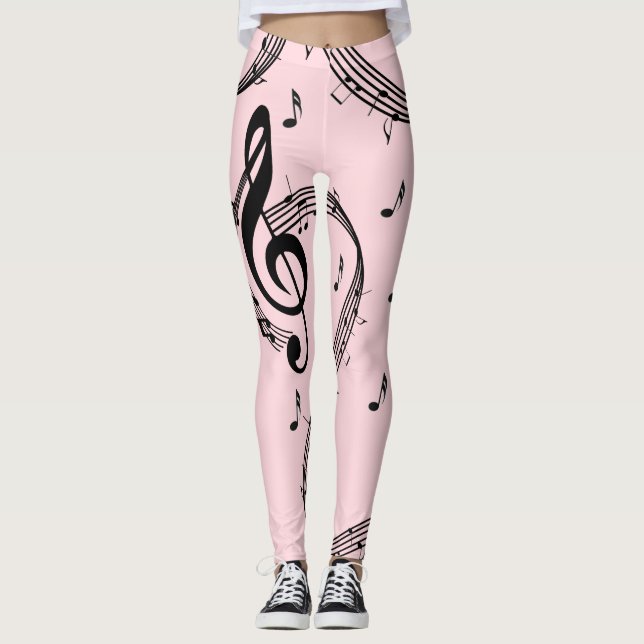 Leggings Musique de clef de sol climactique rose (Devant)