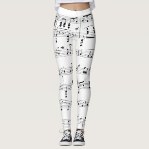 Leggings Musique de feuille blanche