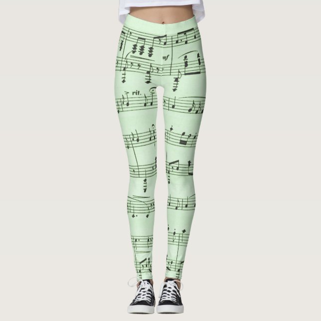 Leggings Musique de feuille verte (Devant)