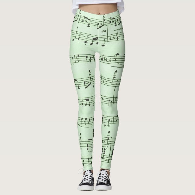 Leggings Musique de feuilles vertes (Devant)