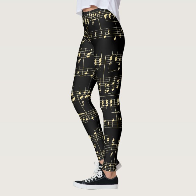 Leggings Musique d'or en noir (Gauche)