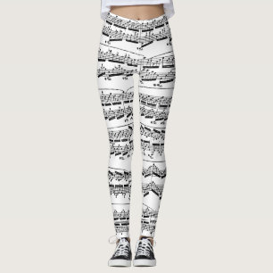 Leggings Musique en noir et blanc