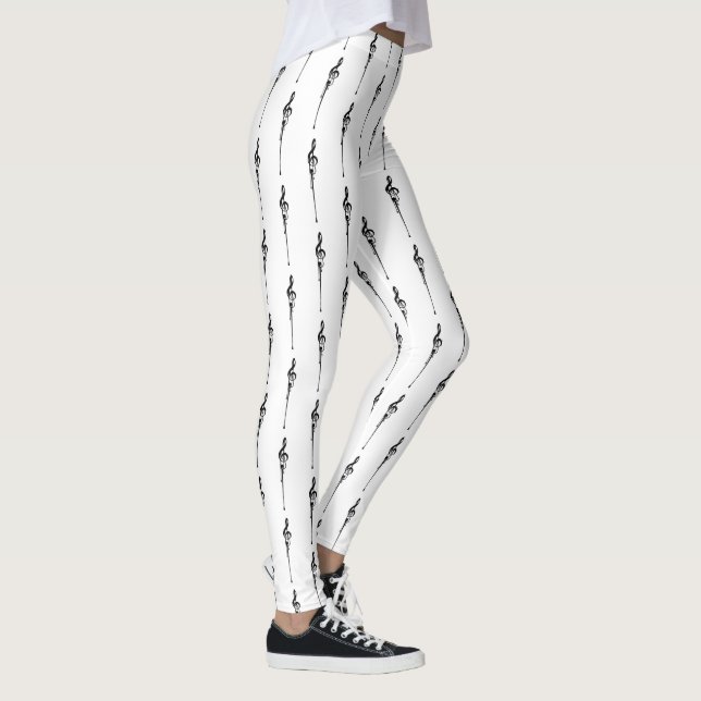Leggings Musique Motif Melting Treble Clef noir et blanc (Droite)
