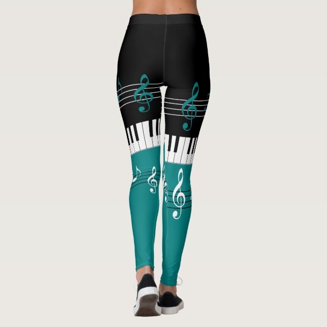Leggings Musique turquoise et noire (Dos)