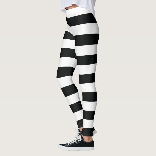 Leggings Mydeas | Bandes épaisses noires et blanches (Gauche)