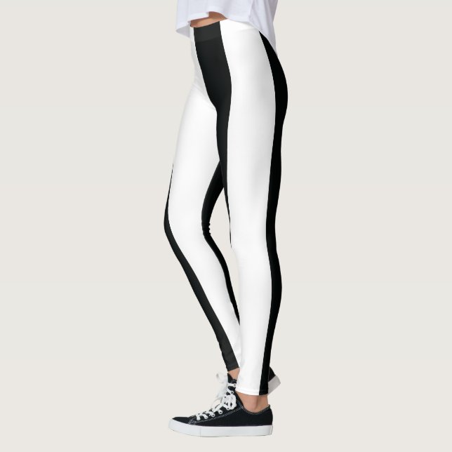 Leggings Mydeas | Bandes larges noires et blanches (Gauche)