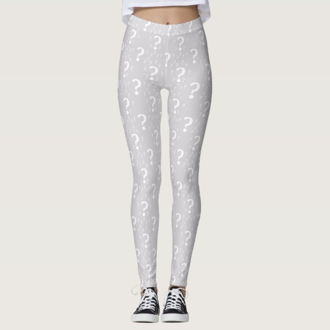 Leggings Mystère point de question énigme puzzle gris clair (Devant)